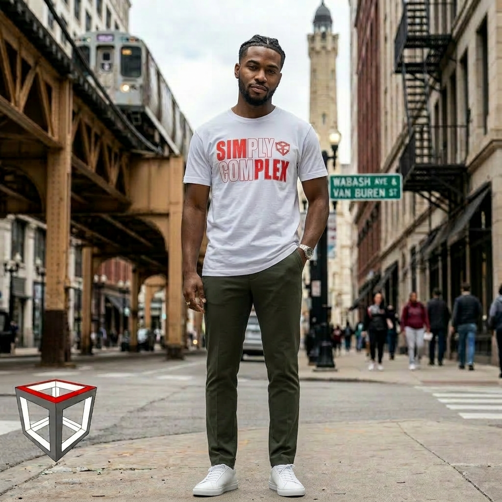 Bold “Simply Complex” graphic design Tee